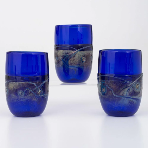 Blown Art Glass Stemless Goblets