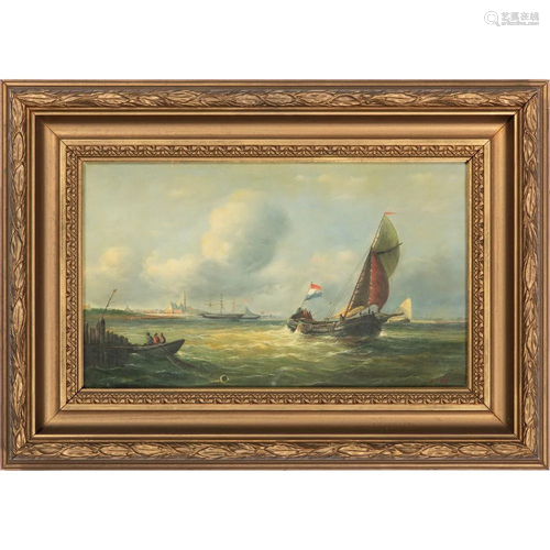 Dutch School, Seascape with Ship Flying…