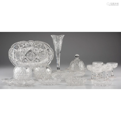 A Group of Cut Glass Vases and Tablewares