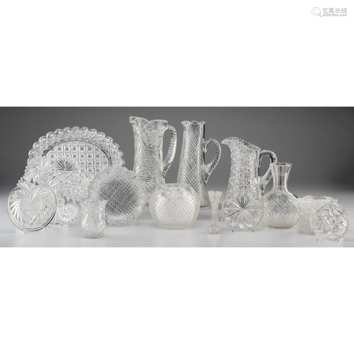 A Group of Cut Glass Vases, Pitchers and …