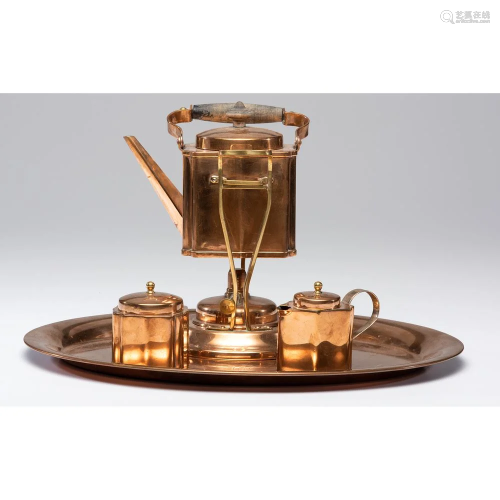 A Jos. Heinrichs Four-Piece Bronze and Silver Tea