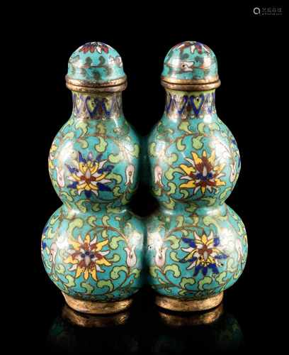 A Cloisonne Enamel Double Gourd-Form Snuff B…