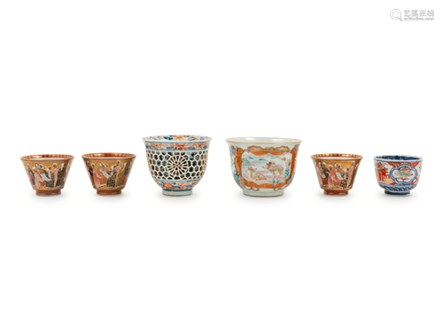 A Group of Six Japanese Porcelain Wine …