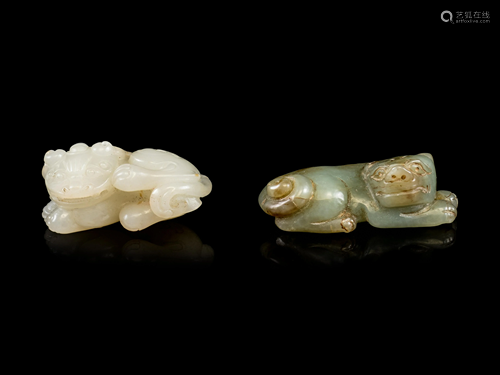 Two Jade Figures of Mythical Beasts Length of …