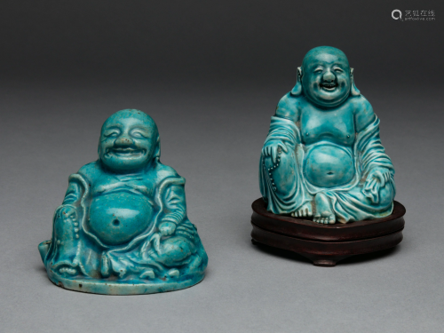 Two Turquoise Glazed Porcelain Figures …
