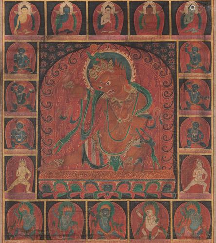 A Tibetan Thankga Image: 22 x 19 1/4 in., 5…