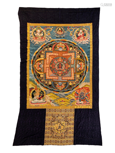 A Sino-Tibetan Embroidered Silk Thangka …