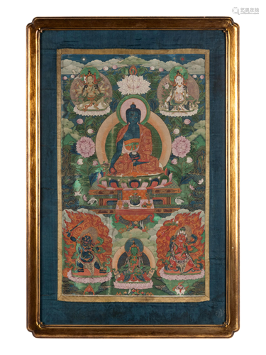 A Tibetan Thangka Height 26 x width 15 1/…