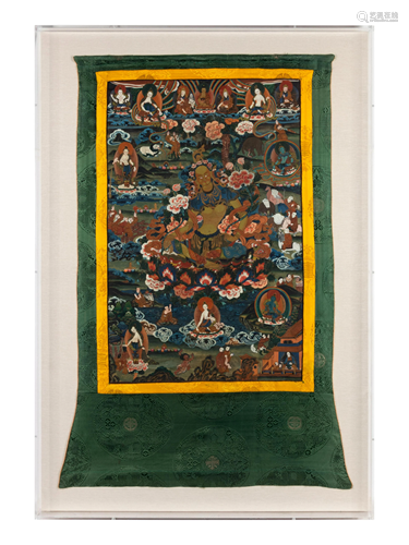 A Tibetan Thangka Height 27 x width 18 in.,…