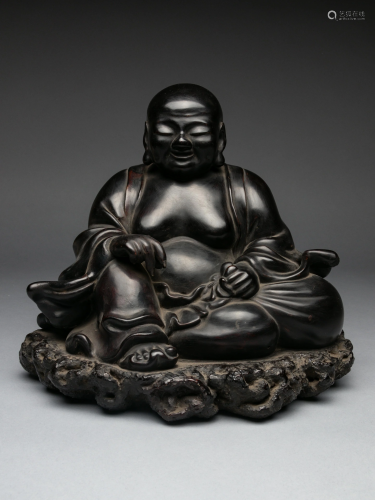 A Black Lacquered 'Jiazhu' Figure of Budai B…