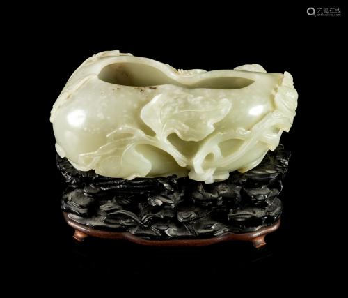 A Celadon Jade Gourd-Form Brush Washer …