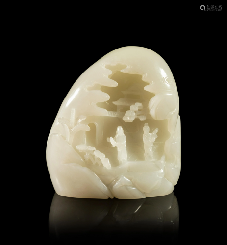 A White Jade Carved Boulder Height 4 …