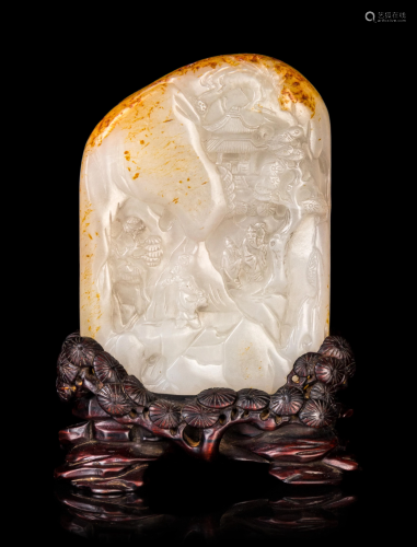 A Chinese Carved Jade BoulderÊ Height of j…