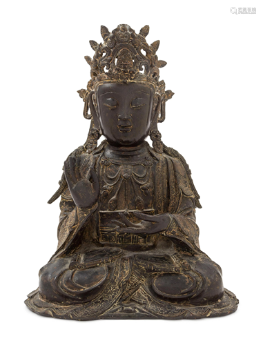 A Bronze Figure of Seated Guanyin Height 12…