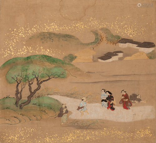 Three Japanese Paintings Image: 13 x 13 …