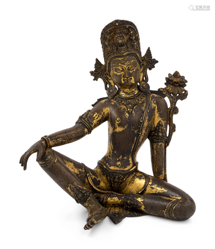 A Parcel-Gilt Bronze Figure of a Seated DeityÊ …