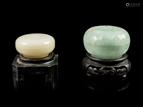 Two Jade Seal Paste Covered Boxes Diam of la…
