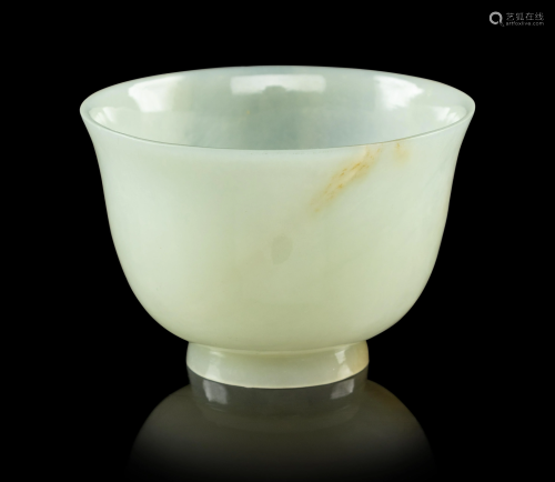 A Pale Greenish-White Jade Cup Diam 3 1…