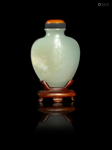 A Pale Celadon Jade Snuff Bottle Height 2 1/8 i…