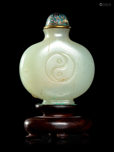 A Pale Celadon Jade Snuff Bottle Height 1 7/8 i…