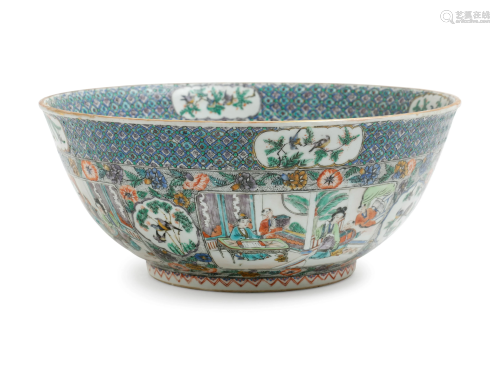 A Large Famille Verte Porcelain Bowl Diam 12 3…