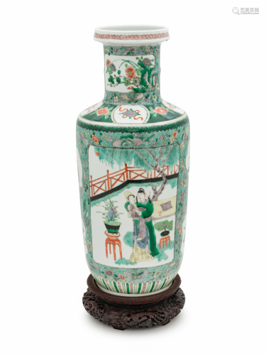 A Famille Verte Porcelain Vase Height 17 …