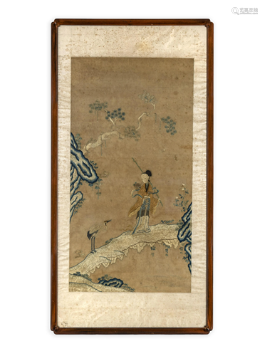 A Chinese Embroidered Silk Panel Hei…