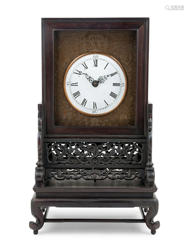 A Hardwood Mantel Clock Height overall 25 1…