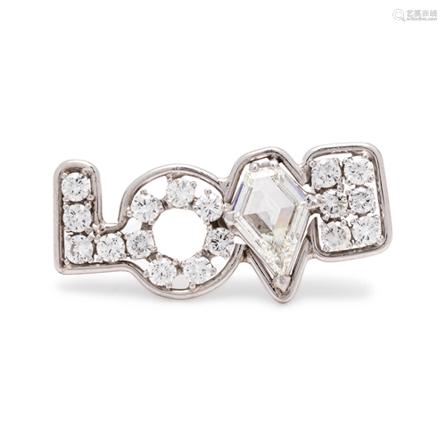 DIAMOND 'LOVE' BROOCH