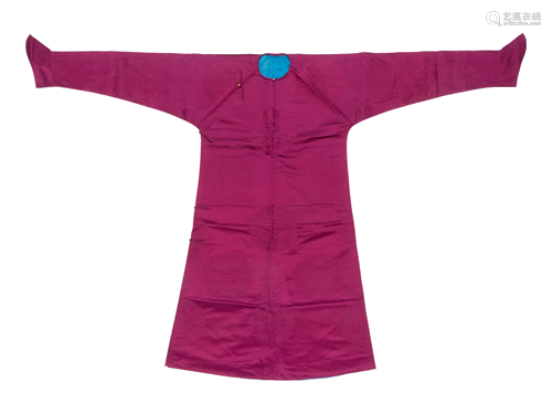 A Magenta Silk Damask Robe Length 53 1…