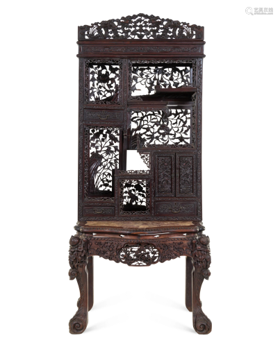 A Chinese Export Carved Hardwood Display…