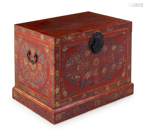 A Qiangjin and Tianqi Lacquer Cloth Chest…