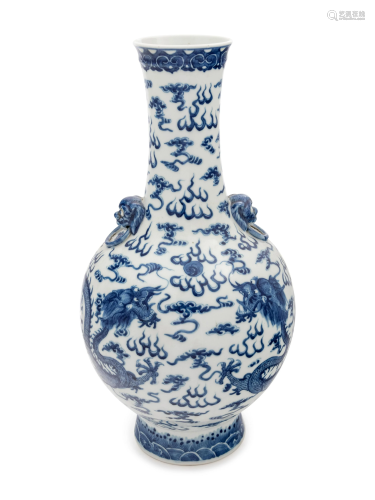 A Large Blue and White Porcelain 'Dragon' …
