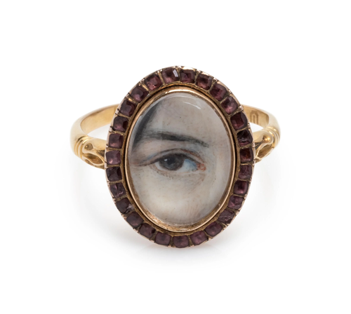 GEORGIAN, GARNET LOVER'S EYE RING