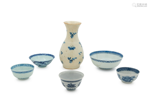 A Group of Six Blue and White Porcelain Articl…