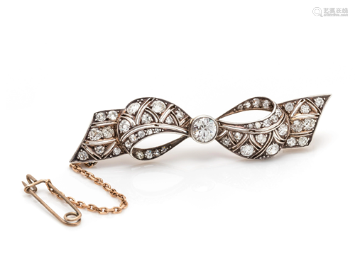 EDWARDIAN, DIAMOND BOW BROOCH