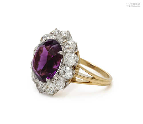 AMETHYST AND DIAMOND RING