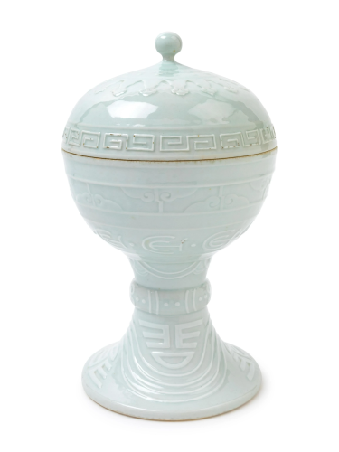 A White Glazed Porcelain Archaistic Stem B…