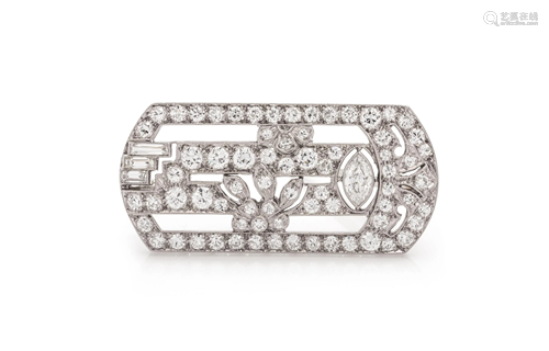 ART DECO, DIAMOND BROOCH