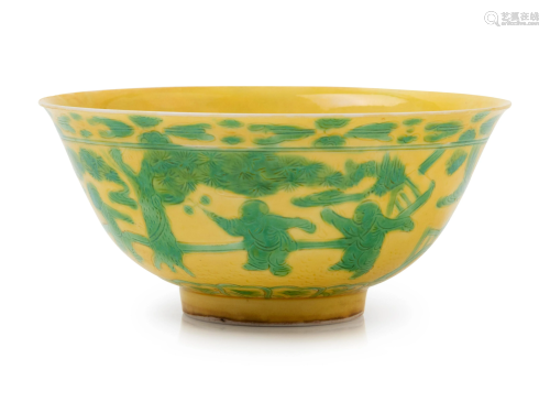 An Incised and Green Enameled Yellow Gr…