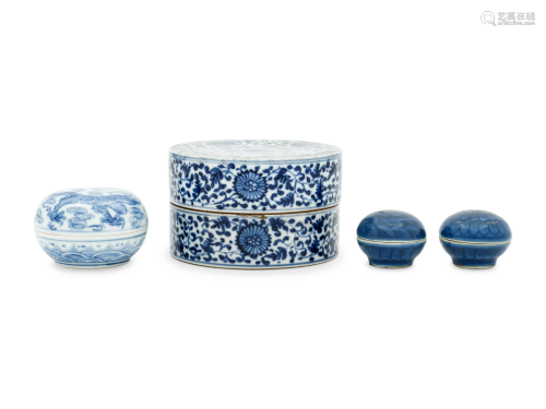 A Group of Four Blue and White Porcelain …