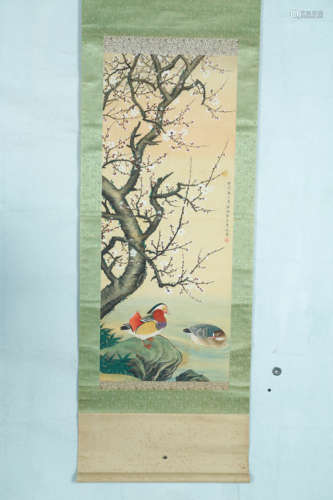 A Chinese Painting Silk Scroll, Li Qiujun Mark