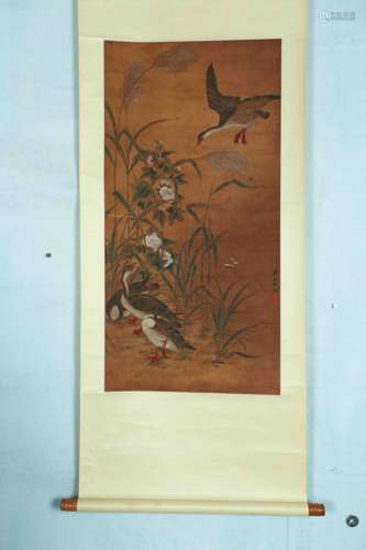 A Chinese Painting Silk Scroll, Wang Yuan Mark