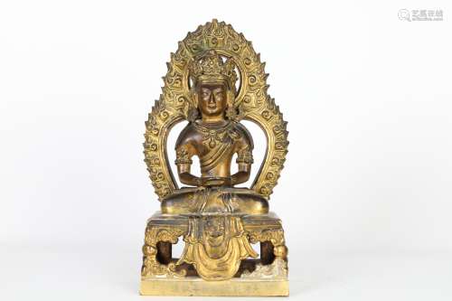 Qing，Bronze gilded infinite longevity Buddha