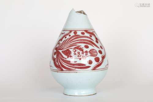 Yuan Dynasty, red bottle in glaze