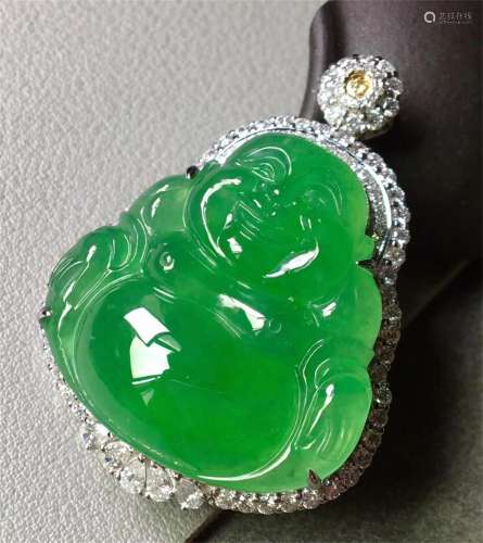 A Chinese Carved Jadeite Pendant (W/O Chain)