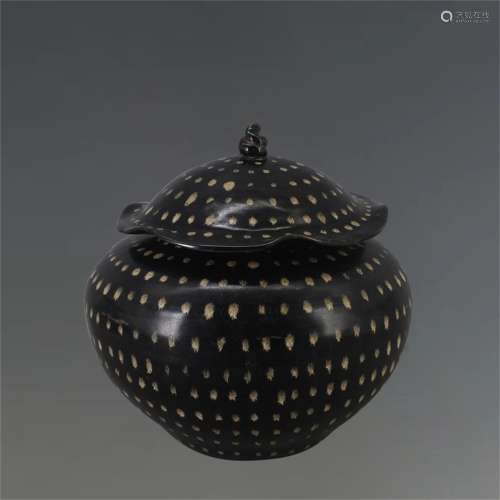 A Chinese Black Glazed Porcelain Jar with Cover