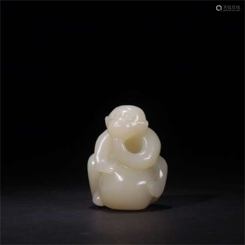 A Chinese Carved Jade Monkey Decoration