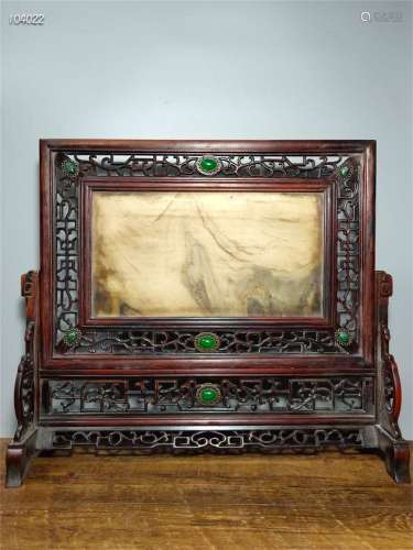 A Chinese Carved Wood Table Screen