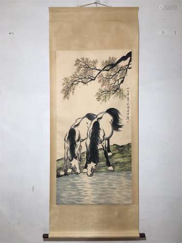 A Chinese Scroll Painting, Xu Beihong Mark